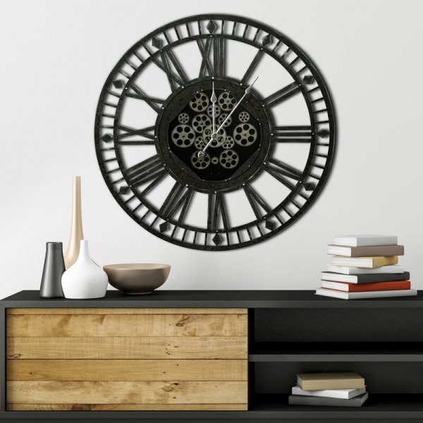 Dekoracyjny zegar ścienny w stylu industrialnym z metalu 90cm