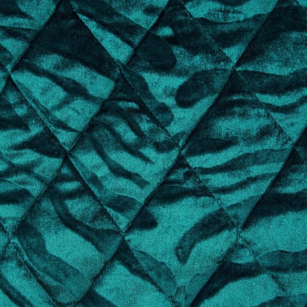 EUROFIRANY PREMIUM Narzuta KRISTIN 3 z miękkiego welwetu przeszywana w geometryczny wzór 230x260cm turkusowy