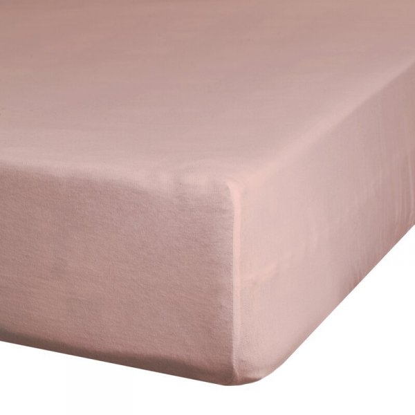Prześcieradło gładkie z gumką 180x200 cm z satyny bawełnianej kolor pudrowy róż 125 g/m2 NOVA 3