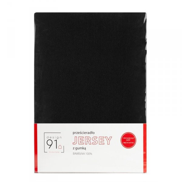 Prześcieradło jersey z gumką 140x200 cm z bawełny kolor czarny 125 g/m2 Design 91 