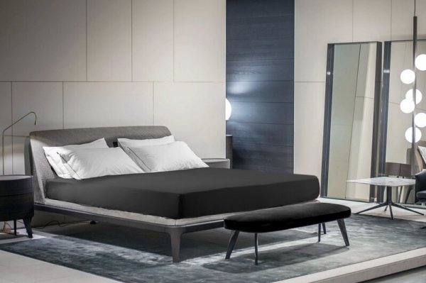 Prześcieradło jersey z gumką 220x200 cm z bawełny kolor czarny 125 g/m2 Design 91 