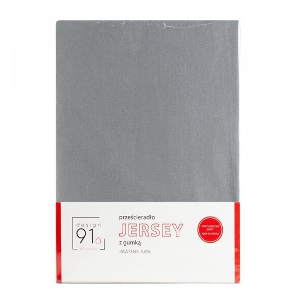 Prześcieradło jersey z gumką 120x200 cm z bawełny kolor stalowy 125 g/m2 Design 91