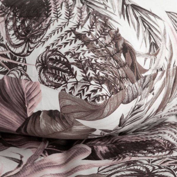 Pościel 160x200 cm bawełniana kolor fioletowy, biały z wzorem egzotycznych liści DAVOS