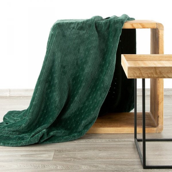 DESIGN 91 Koc CINDY 4 miękki i miły w dotyku z wytłaczanym wzorem 200x220 cm Zielony