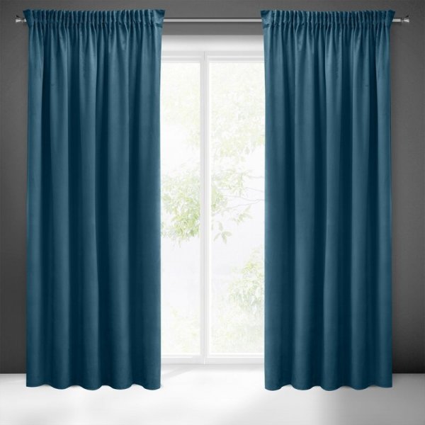 PIERRE CARDIN zasłona SIBEL z miękkiego i delikatnego welwetu, 140x270cm ciemny niebieski