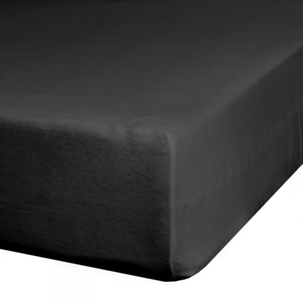 Prześcieradło jersey z gumką 160x200 cm z bawełny kolor czarny 125 g/m2 Design 91