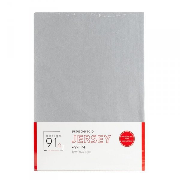 Prześcieradło jersey z gumką 140x200 cm z bawełny kolor srebrny 125 g/m2 Design 91 