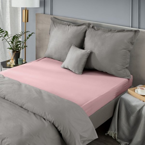 Prześcieradło jersey z gumką 180x200 cm z bawełny kolor pudrowy róż 125 g/m2 Design 91 