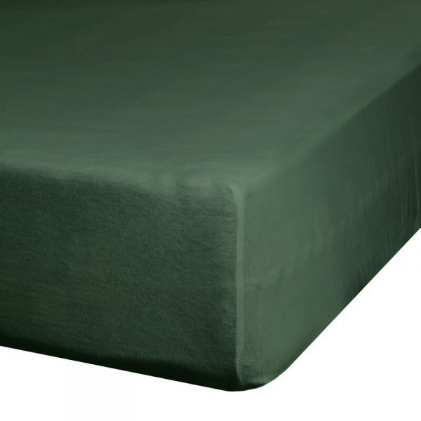 Prześcieradło gładkie z gumką 160x200 cm z satyny bawełnianej kolor ciemny zielony 125 g/m2 NOVA 3