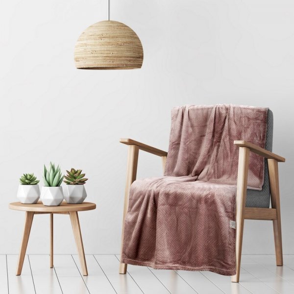 Koc z efektem 3D z wytłaczanym wzorem jodełki D91 Cindy5 70 X 160 cm Ceglany 