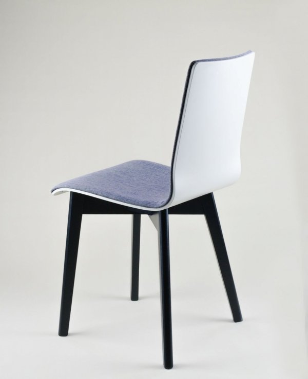 LUKA SOFT W -  krzesło drewniane biało-szare, czarna rama