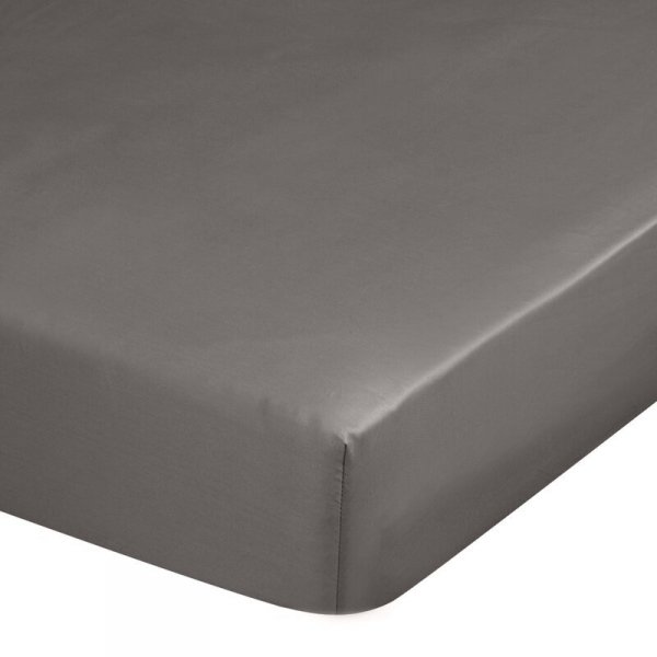 Prześcieradło gładkie z gumką 220x200 cm z satyny bawełnianej kolor popielaty 125 g/m2 NOVA 3 