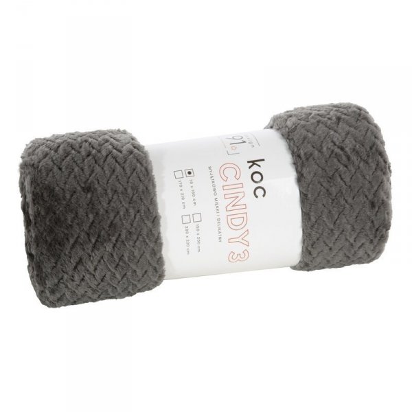 Koc z efektem 3D z wytłaczanym wzorem jodełki D91 Cindy3 150x200 cm Grafitowy