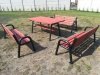 Zestaw, meble ogrodowe, meble parkowe, na plac zabaw,  stół, dwie ławki i dwa krzesła z rur Alicja ZO XXL 