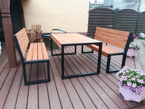 Meble ogrodowe, parkowe, tarasowe, na plac zabaw, stół dwie ławki LOFT XL ZO  CERTYFIKAT 212 cm