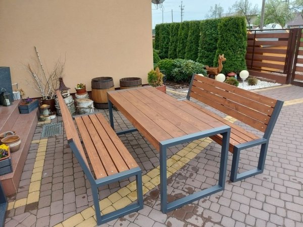 Meble ogrodowe, parkowe, tarasowe, na plac zabaw, stół dwie ławki LOFT XL ZO  CERTYFIKAT 212 cm