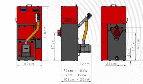 Camino 4 SLIM żeliwny kocioł na pellet z podajnikiem o mocy 10 KW ecoTOUCH 860  TOUCH T4 Separate