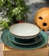 SERWIS OBIADOWY talerze ceramiczne 18 el Zestaw na 6 osób GREEN GREY OMBRES
