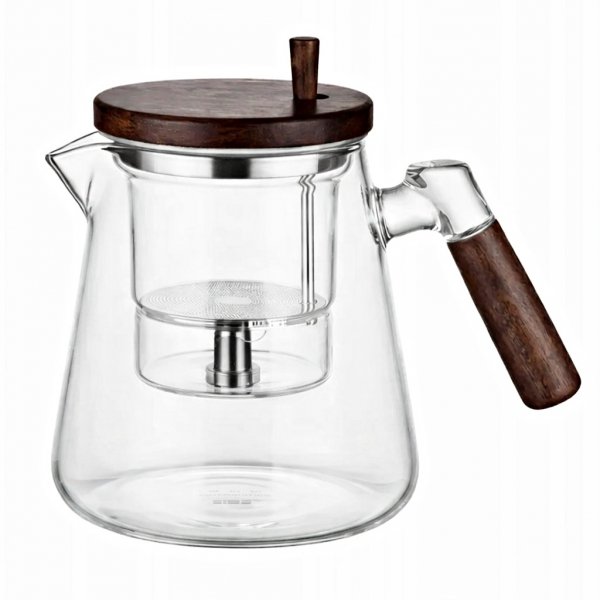 DZBANEK DO HERBATY z mechanicznym zaparzaczem 0,8l szklany zaparzacz