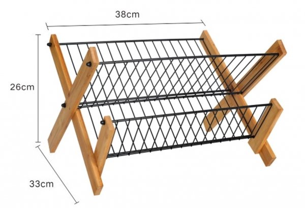 SUSZARKA ociekacz do naczyń rozkładany drewniany bambus metal LOFT