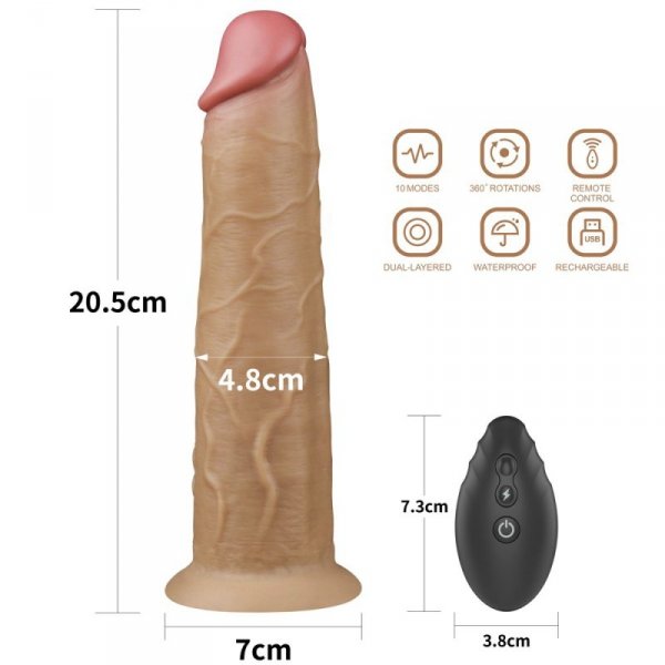 WIBRATOR 8.0&#039;&#039; DUAL LAYERED PLATINUM SILICONE ROTATOR