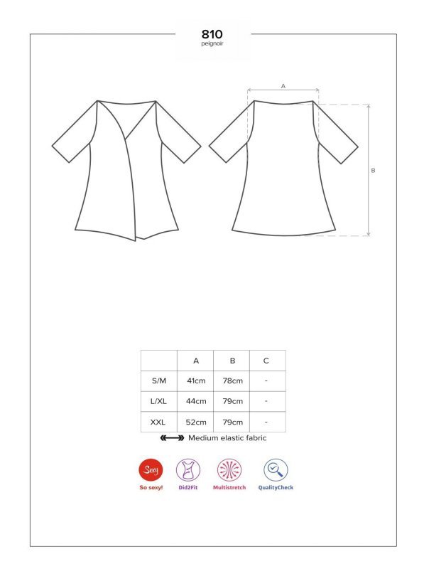 Obsessive 810-PEI-1 szlafrok czarny S/M