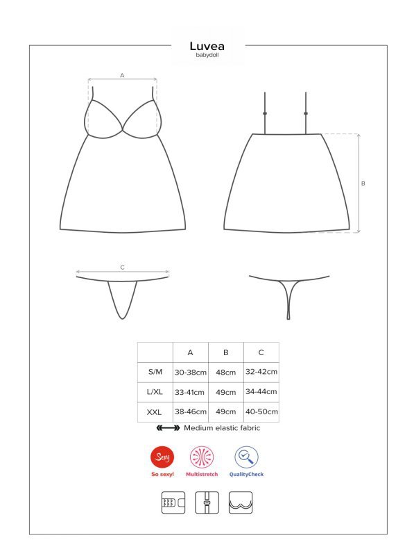 Obsessive babydoll ze stringami Luvae 2XL/3XL