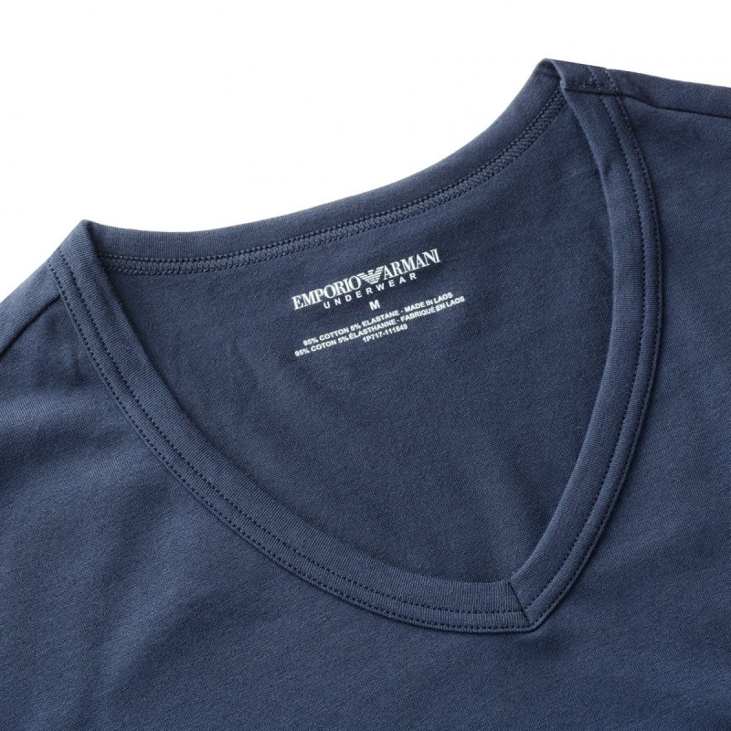 Emporio Armani t-shirt koszulka męska granatowa v-neck