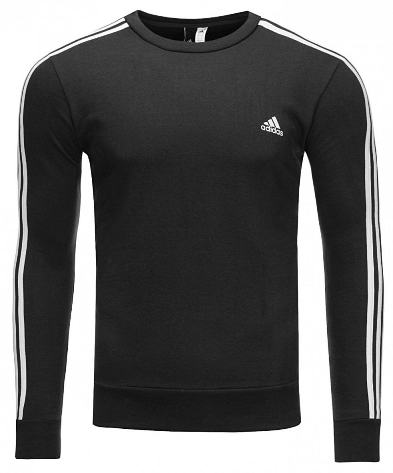 Adidas czarna bluza męska Essentials 3-Stripes Crew BQ9645