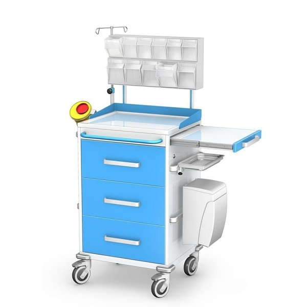 Wózek anestezjologiczny ANS-3/KO z nadstawką z wyposażeniem