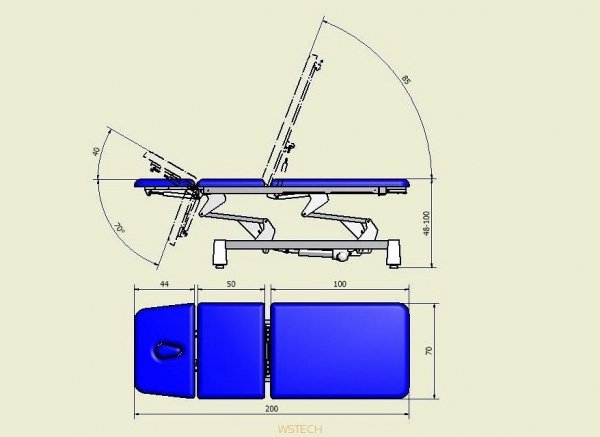 Stół rehabilitacyjny 3-częściowy hydrauliczny SS-H03