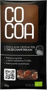 CZEKOLADA GORZKA 70% Z ORZECHAMI PEKAN BIO 50 g - COCOA