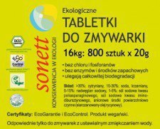 SONETT tabletki do zmywarki BEZZAPACHOWE 800szt