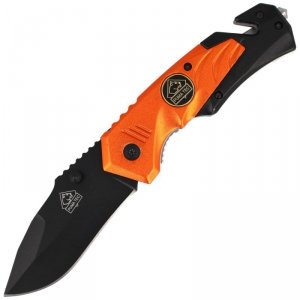 Nóż składany ratowniczy Puma Solingen Black / Orange Aluminium, Black Coated (333811) 