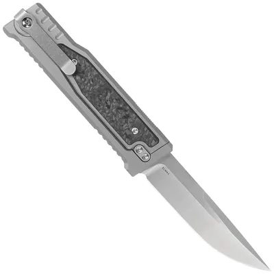 Nóż składany Reate EXO-M Gravity OTF Drop Point Bead Blast Titanium / Marble Carbon Fiber, Satin Elmax