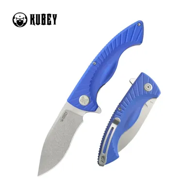 Nóż składany Kubey Timberwolf Blue G10, Stonewashed 14C28N (KU208G)