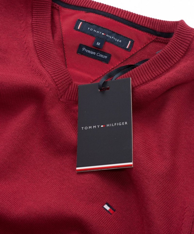  Tommy Hilfiger sweter v-neck męski bordowy 