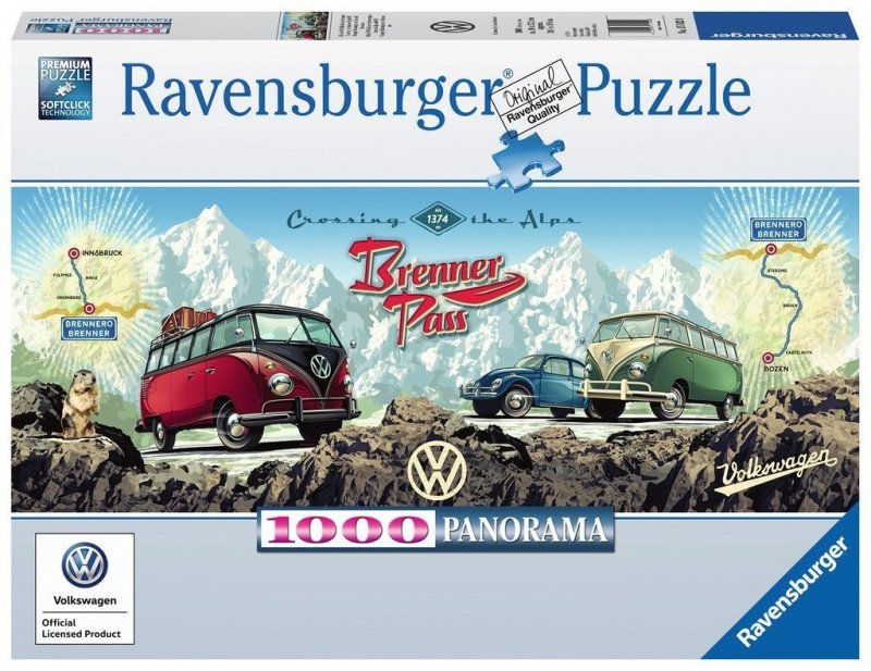 Puzzle 1000 Ravensburger 15102 Busem przez Alpy - Panorama