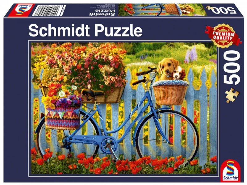 Puzzle 500 Schmidt 58957 Psy na Rowerze
