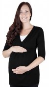 MijaCulture - bluzka 2 w1 ciążowa i do karmienia długi rękaw „Dora II” 7103 czarny 2