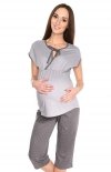 MijaCulture - piżama 3 w 1 ciążowa i do karmienia 4117/M77 melanż/szary 2