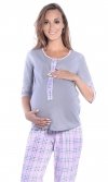  3 w 1 piżama ciążowa i do karmienia 4054/M52 szary/ jasny róż 4