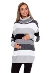 Wygodny sweter ciążowy w paski 70007/2012 szary 1