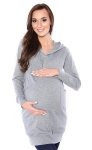 MijaCulture – 3 w 1 długa bluza ciążowa i do karmienia „Lila” 1036 melanż
