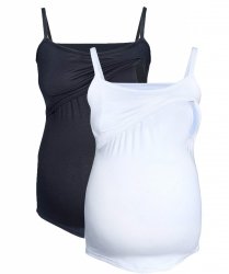 MijaCulture - zestaw dwóch topów ciążowych i do karmienia M46/4089 czarny/biały
