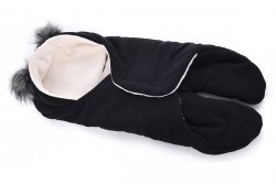 MijaCulture Polarowy otulacz do fotelika nosidła 4126 odpinane uszy czarny/szary