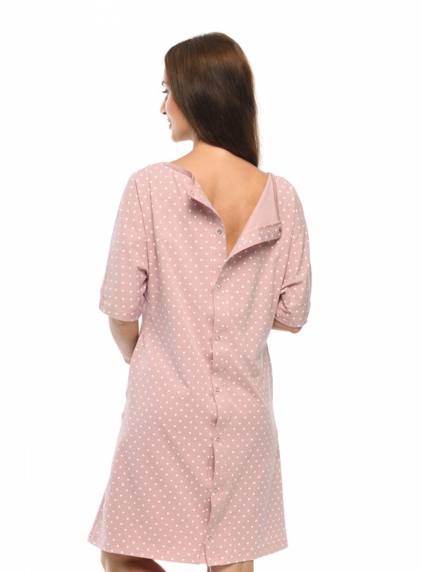 MijaCulture - koszula do porodu 4128  rożowa/serduszka