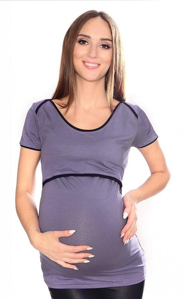 MijaCulture - bluzka 2 w1 ciążowa i do karmienia 1111 szary 1