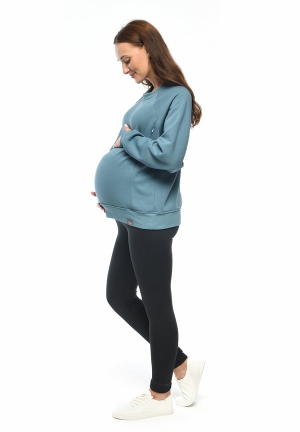MijaCulture - 3 w 1 lekka super miekka bluza ciążowa i do karmienia „Olivia ” M019 niebieska