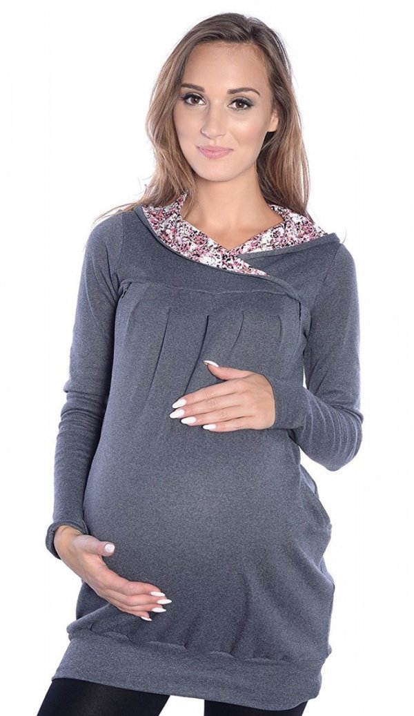 bluza 3 w 1 ciążowa i do karmienia z kapturem „Mimi” 7102A grafit 2